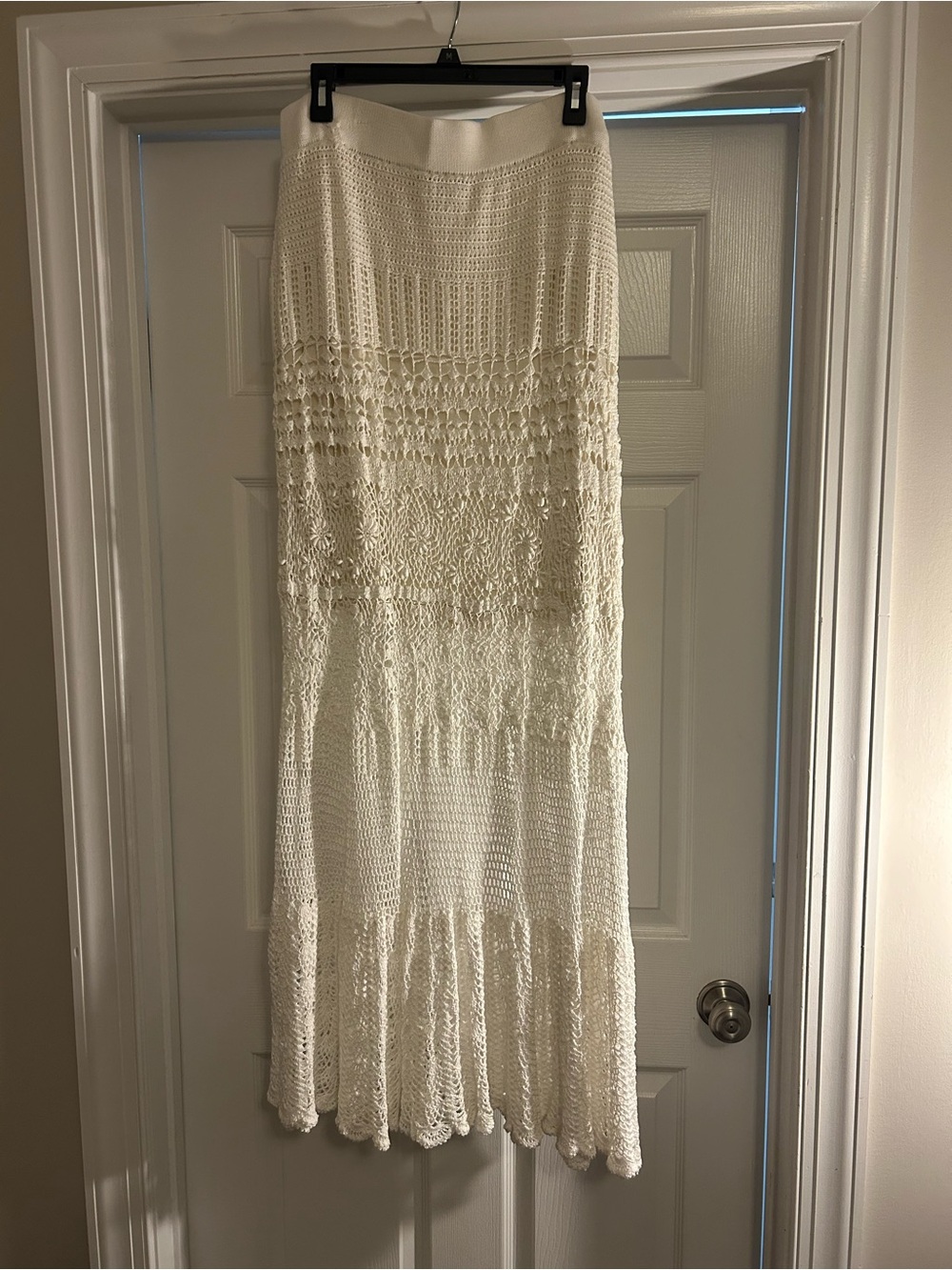 Peruvian Connection Cream Crochet Maxi Skirt